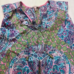 Juicy Couture Pink and Blue Paisley Sleeveless Blouse Womens M